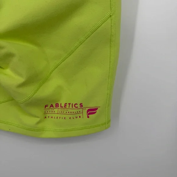 Fabletics PowerHold Lime Neon Green Bike Shorts High Waist Gym Workout - Picture 4 of 5